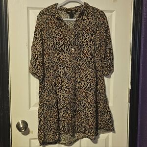 Chic Leopard Print Button-Up Mini Dress